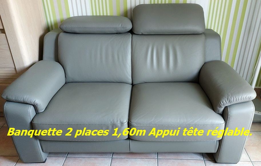 Particulier à Kain vend un salon cuir gris très bon état