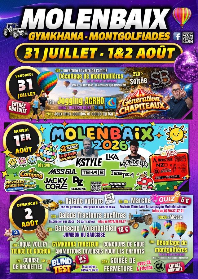 Affiche de Molenbaix 2026 – Gymkhana & Montgolfiades